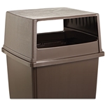 Rubbermaid Glutton Container, Rectangular, 56 gal., Brown & Off White & Hooded Top w/o Door