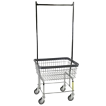 R&B Wire Economy Laundry Cart with Double Pole Rack