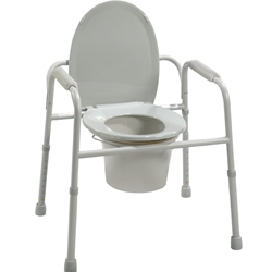 Drive Deluxe All-In-One Welded Steel Commode with Plastic Armrests