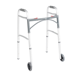 Drive Medical Deluxe Folding Walker, Two Button with 5" Wheels