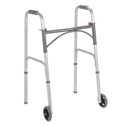 Drive Medical Folding Junior Walker, Two Button with 5" Wheels
