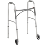 Drive Medical Folding Walker, Two Button with 5" Wheels - 4/cs