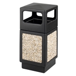Safco Products Canmeleon™ Aggregate Panel Indoor/Outdoor Trash Can, Side Open, 38 Gal. - Black & Tan
