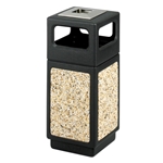 Safco Products Canmeleon™ Aggregate Panel Indoor/Outdoor Trash Can, Side Open, 15 Gal. w/Ash Urn- Black & Tan