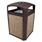 Rubbermaid Landmark Series Classic Dome Top Container w/Ashtray, Plastic, 35 gal. Sable & Panels