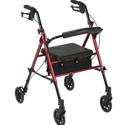 Drive Medical Aluminum Rollator, 6" Casters - w/Seat Hight Adjustment