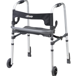 Drive Medical Clever-Lite LS, Adult Walker  with Seat and Push-Down Brakes