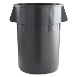 Boardwalk Gray Round Waste Receptacle, Plastic, 44 gal. & Lids