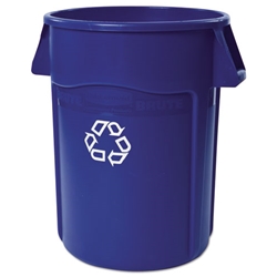 Rubbermaid Brute Recycling Container, Round, 44 gal, Blue
