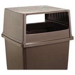 Rubbermaid Glutton Container, Rectangular, 56 gal., Brown & Off White & Hooded Top w/o Door