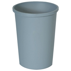 Rubbermaid Untouchable Waste Container & Lids, Round, Plastic, 11 gal. - Gray