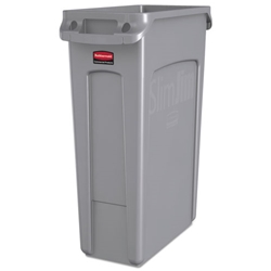 Rubbermaid Slim Jim Receptacle w/Venting Channels, Rectangular, Plastic, 23 gal. & Lids - Various Colors