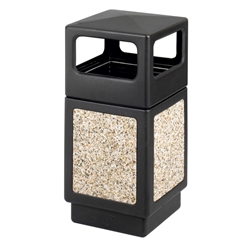 Safco Products Canmeleon™ Aggregate Panel Indoor/Outdoor Trash Can, Side Open, 38 Gal. - Black & Tan