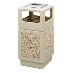 Safco Products Canmeleon™ Aggregate Panel Indoor/Outdoor Trash Can, Side Open, 38 Gal. w/Ash Urn- Black & Tan