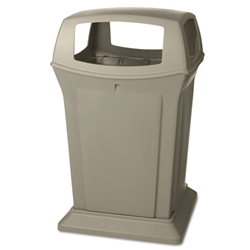Rubbermaid Ranger Fire-Safe Container, Square, Structural Foam - 4 sided openings, 45 gal. Black & Beige