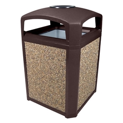 Rubbermaid Landmark Series Classic Dome Top Container w/Ashtray, Plastic, 35 gal. Sable & Panels