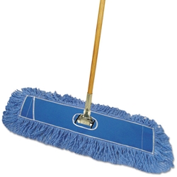 Boardwalk Looped-End Dust Mop Kit, 24" 0r 36" x 5", 60" Metal/Wood Handle, Blue/Natural