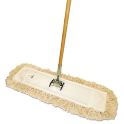 Boardwalk Cut-End Dust Mop Kit, 24" or 36" x 5", 60" Wood Handle, Natural