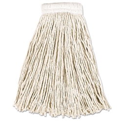 Rubbermaid Economy Cut-End Cotton Wet Mop Head, 5" Band, White, 16oz., 20oz., & 24oz. - White - 12/carton