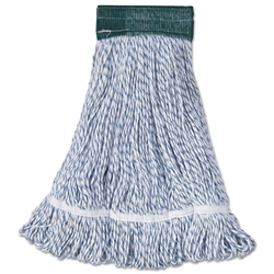 Boardwalk Mop Head, Floor Finish, WideRange, Rayon/Polyester, White/Blue, 12/Carton - Medium & Large Mop Heads