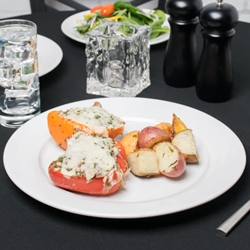 Core Bright White Wide Rim Rolled Edge China Plate - 9", 24/Case or 12",12/Case