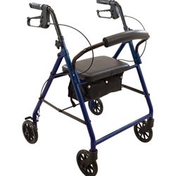 Complete Medical Rollator, Steel, 6" Wheels Blue, 300 lb. Weight Cap