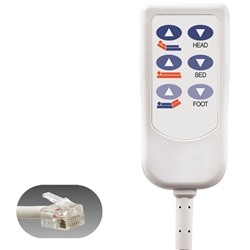 CREST HD2 BED CONTROL FOR SMITH & DAVIS/INVACARE, 6-PIN RJ12, 6 BUTTON