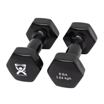 CanDo vinyl coated dumbbell - 8 lb - Black, pair