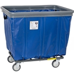 14 Bushel Fully Sewn Vinyl Basket Truck, with Bumper, Blue, Corner Pattern, 5" Clean Wheel System Casters