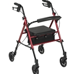 Drive Medical Aluminum Rollator, 6" Casters - w/Seat Hight Adjustment