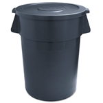 Boardwalk  Gray Round Waste Receptacle, LLDPE, 32 gal. & Lids