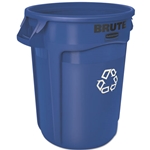 Rubbermaid Brute Blue Recycling Container, Round, 32 gal. & Lid