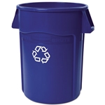 Rubbermaid Brute Recycling Container, Round, 44 gal, Blue