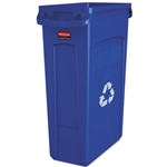 Rubbermaid Slim Jim Recycling Container w/Venting Channels, Plastic, 23 gal. & Lids - Blue & Green