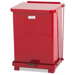 Rubbermaid Defenders Biohazard Step Can w/Leak-Proof Plastic Liner & Odor-Barrier Gasket, Square, Steel, 7, 12, & 24 gal. - Red & White