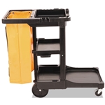 Rubbermaid Multi-Shelf Cleaning Cart, Three-Shelf, Black