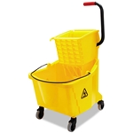 Boardwalk Pro-Pac Side-Squeeze Wringer/Bucket Combo, 35 Quart, Yellow