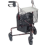 Drive Medical Deluxe 3 Wheel Aluminum Rollator, 7.5" Casters