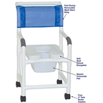 MJM 18 Shower Chair w/Commode Pail Soft Seat 300 lbs. Weight Cap.